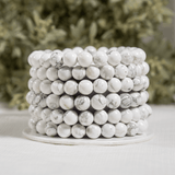 Round Beads Bracelets | Crystal Jewelry | Chakra Bracelet: Howlite / 6mm