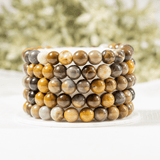 Round Beads Bracelets | Crystal Jewelry | Chakra Bracelet: Howlite / 6mm