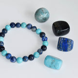 Throat Chakra Gift Set | Healing Crystals | Reiki Kit: SET2 (Tumbles+ Bracelet)