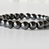Crystal Bracelet | Hematite | Beaded Gemstone Bracelet: 6mm