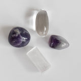 CROWN Chakra Gift Set | Healing Crystals | Reiki Crystal Kit: SET2 (Tumbles+ Bracelet)