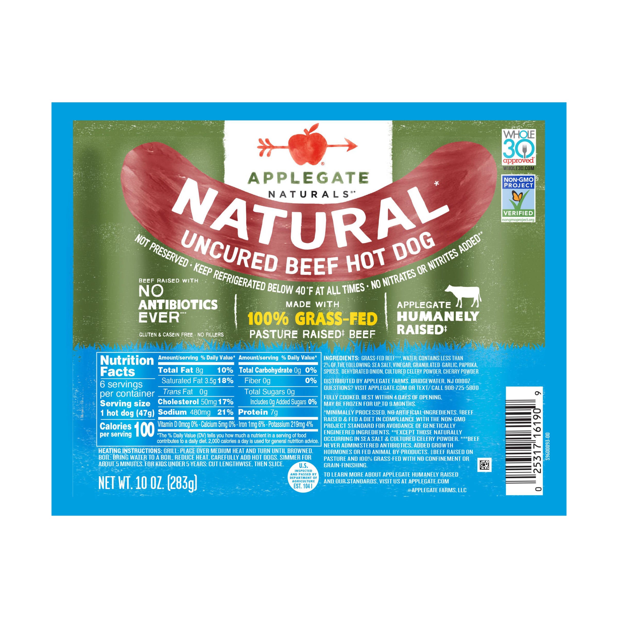 Applegate Natural Uncured Beef Hot Dog 10oz