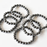 Crystal Bracelet | Hematite | Beaded Gemstone Bracelet: 6mm