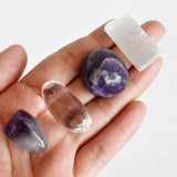 CROWN Chakra Gift Set | Healing Crystals | Reiki Crystal Kit: SET2 (Tumbles+ Bracelet)
