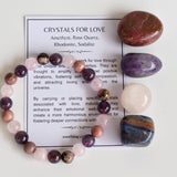LOVE Crystal Gift Set | Love Crystals | Heart Chakra Kit: SET2 (Tumbles+ Bracelet)
