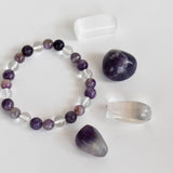 CROWN Chakra Gift Set | Healing Crystals | Reiki Crystal Kit: SET2 (Tumbles+ Bracelet)