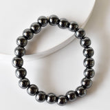 Crystal Bracelet | Hematite | Beaded Gemstone Bracelet: 6mm