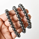 Crystal Bracelet | Hematite | Beaded Gemstone Bracelet: 6mm