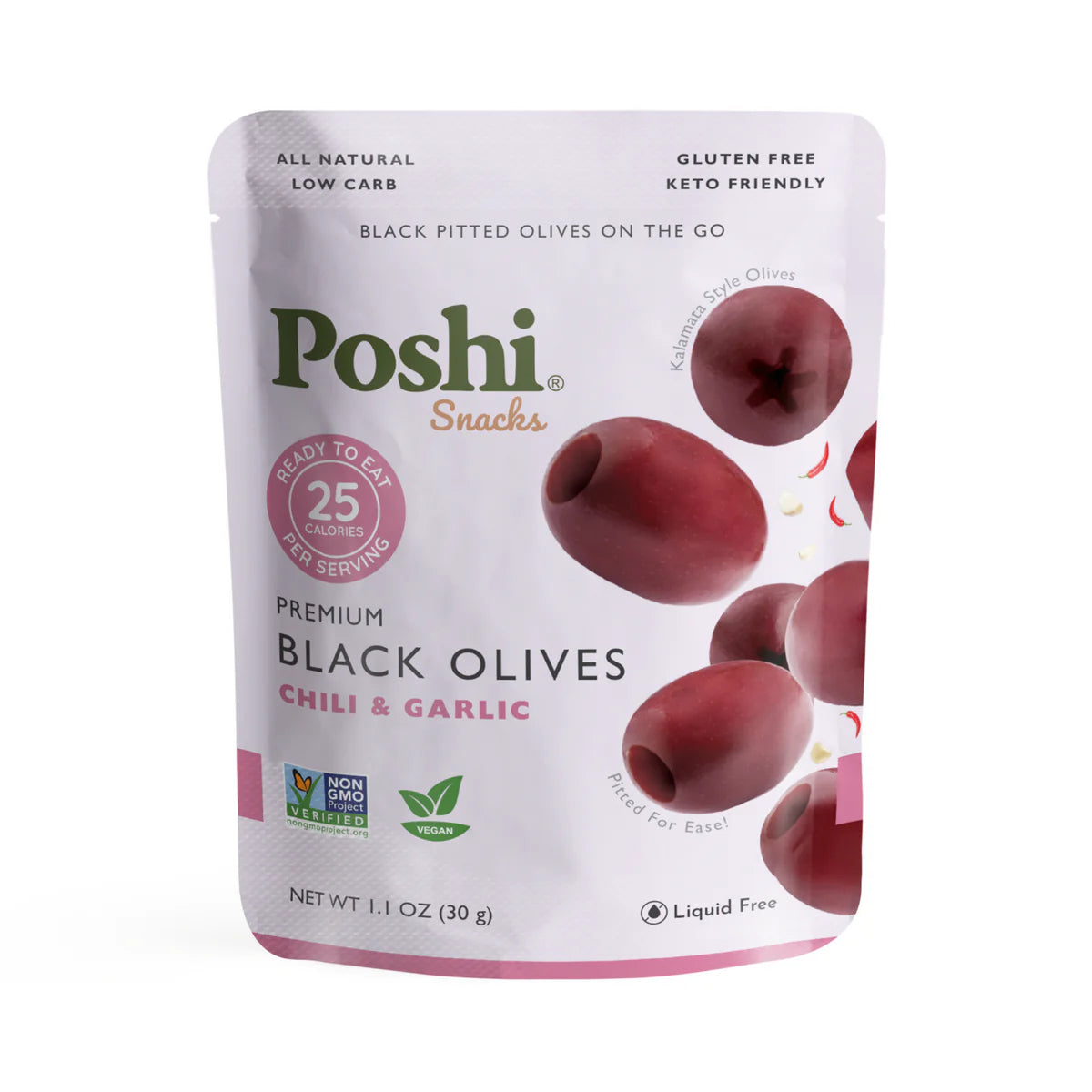Poshi Black Olives Chili & Garlic 1.1 oz