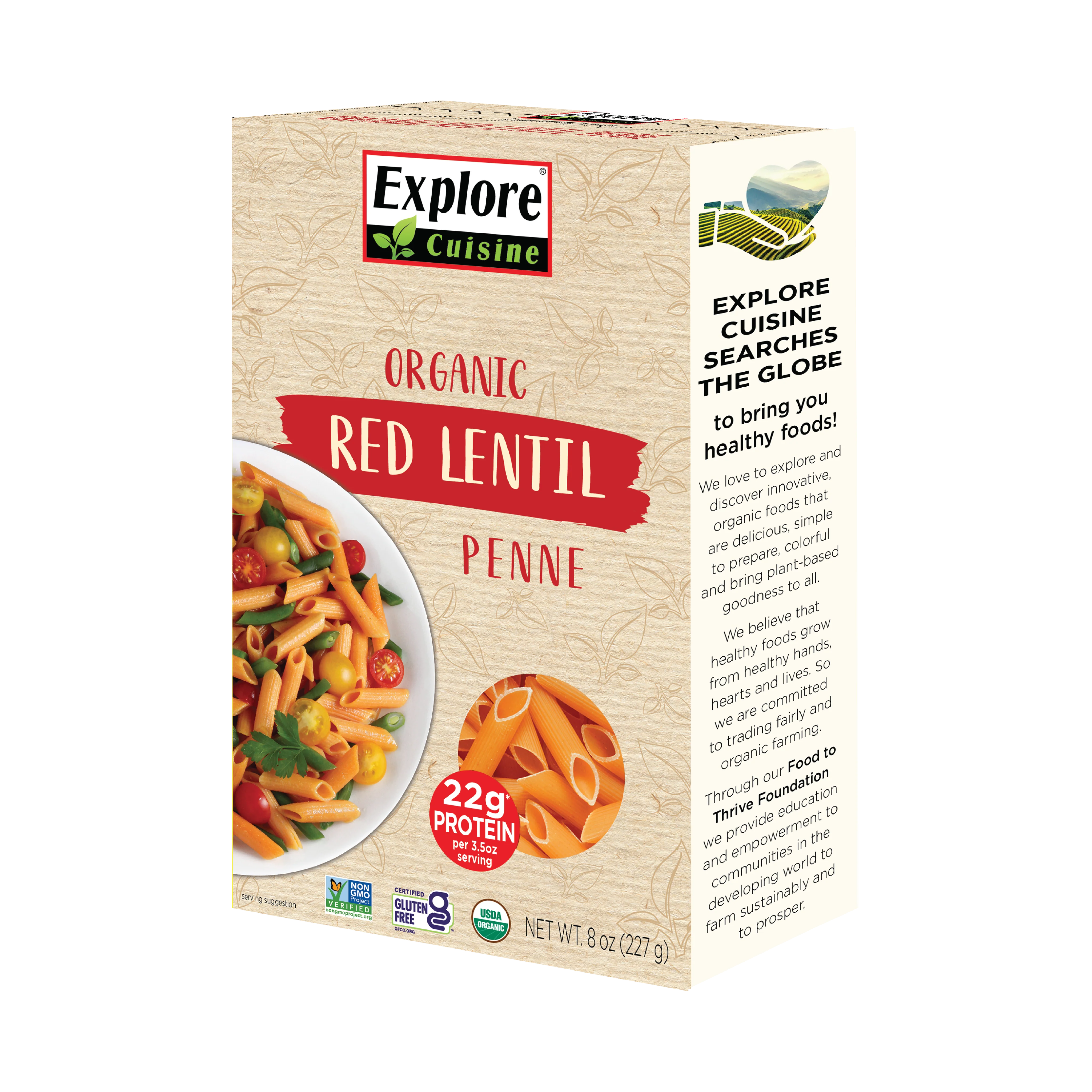 Explore Cuisine Organic Red Lentil Penne 8oz