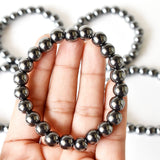 Crystal Bracelet | Hematite | Beaded Gemstone Bracelet: 6mm