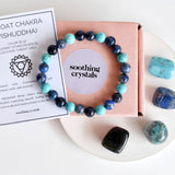 Throat Chakra Gift Set | Healing Crystals | Reiki Kit: SET2 (Tumbles+ Bracelet)