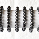 Crystal Bracelet | Hematite | Beaded Gemstone Bracelet: 6mm