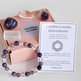 CROWN Chakra Gift Set | Healing Crystals | Reiki Crystal Kit: SET2 (Tumbles+ Bracelet)
