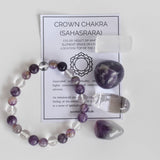 CROWN Chakra Gift Set | Healing Crystals | Reiki Crystal Kit: SET2 (Tumbles+ Bracelet)