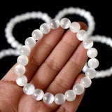 Healing Bracelet | Selenite | Beaded Gemstone Bracelet: 6mm