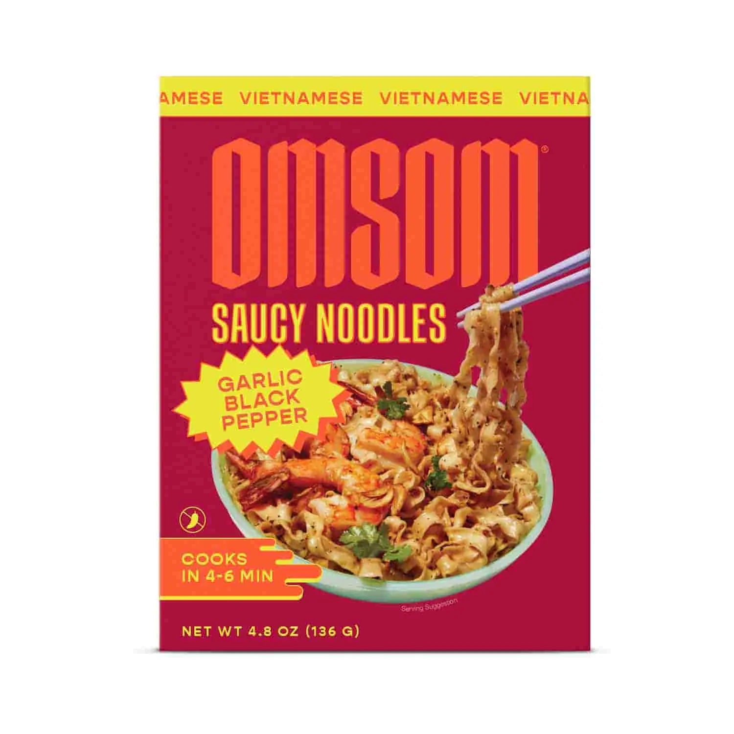 Omsom Garlic Black Pepper Saucy Noodles 4.8 oz